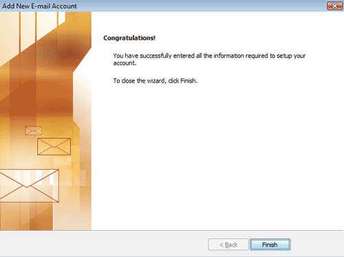 Click the 'finish' button. Click the 'finish' button.