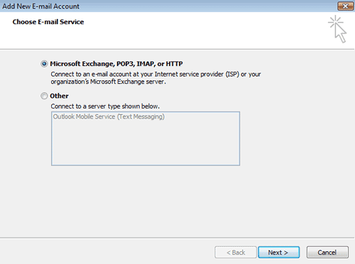 Choose the POP3 option Choose the POP3 option