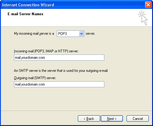 Enter Server details Enter Server details
