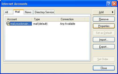 Go back to the account configuration Go back to the account configuration